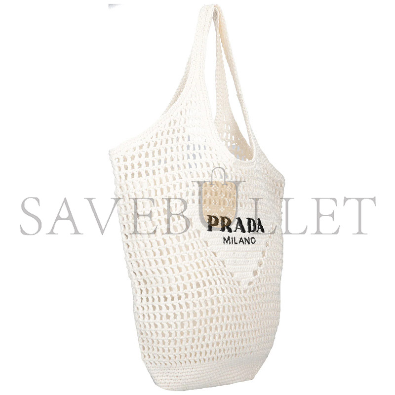 Pra*a triangle logo bucket tote raffia blue 1bg424 (53*40cm)
